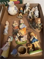 3 Flats lots of child figurines, trinket boxes &