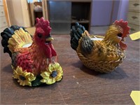 Pair of rooster, chicken candleholders