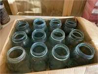 Box of blue quart jars
