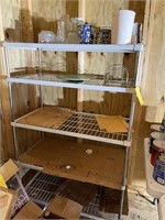 5 shelf metal stand w/contents