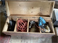 Drills, wooden box