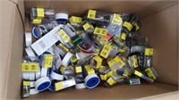 Box of assorted electrical hardware and Teflon