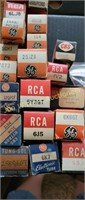 Various  radio tubes in boxes and in the bag