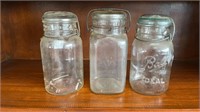 (3) QT. canning jars w/ wire locking lid