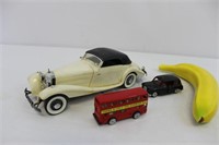Vintage Mercedes 540K model & 2 die cast cars