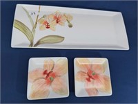 Bowring Orchids Serving Tray and 2 Plates