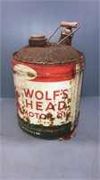 Wolf’s Head motor oil 5 gallon can