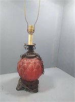 Vintage red glass lamp