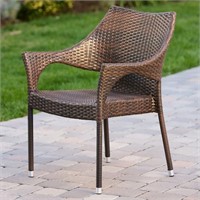 Lot of 4 All-weather Brown Wicker Chairs