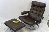 MCM Ekornes Leather Stressless recliner & Ottoman