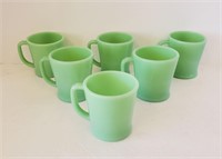 Six JADITE Fire King Ovenware Coffee Mugs