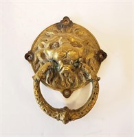 Antique Brass Lions Head Door Knocker