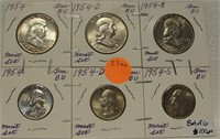 1954 BU MINT SET- 6 SILVER COINS 6X BID