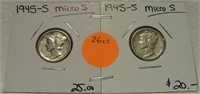 2 1945-S MICRO S MERCURY DIMES 2X BID