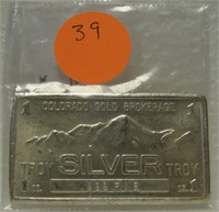 1 TROY OZ SILVER COLORADO ART BAR