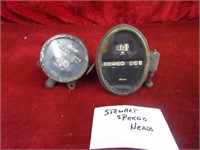 (2)Antique Stewart speedometer heads.