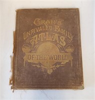 1883 Antique Cram's Unrivaled Family World Atlas