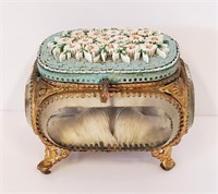 Antique Italian Mosaic Beveled Glass Trinket Box