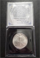 1993 American Silver Eagle 1 Troy Oz  Unc Coin