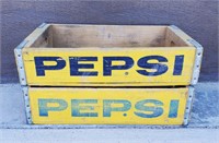 Two Old Pepsi Cola Wooden Bottle Carriers