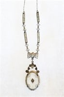 16" Antique Art Deco Camphor Glass Necklace