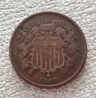 1867 US 2 Cent Piece Coin