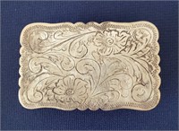 Vintage Sterling Silver Engraved Belt Buckle