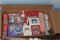 box of Christmas Ornaments. many in orig box
