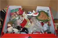 shoebox of christmas ornaments