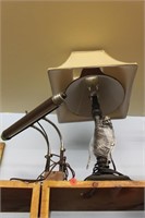 2 lights. older desk light, metal lamp