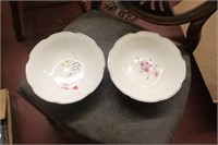 2 Floral serving bowls, no markings