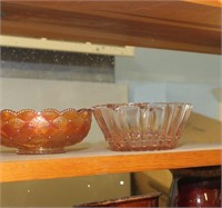 2 carnival glass dishes