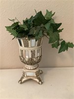 Decorative mirrored vase with faux floral