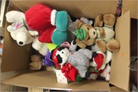 box of stuffed animals.