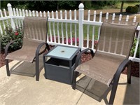 2 - patio chairs and outdoor end table
