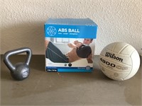 Abs ball, kettle bell, and volleyball
