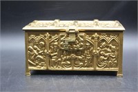 Vintage Bronze Religious Scenes Trinket Box