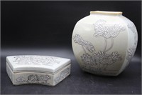 Hong Horizons Floral Ceramic Vase & Trinket Box