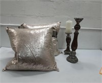 2 NEW Pillows &  Candle Holders K12B