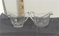2 Etched Glass Cream Pitchers