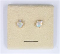 10K Gold Diamond & Moonstone Earrings