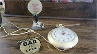 Vintage Bar Clock & Bar Light