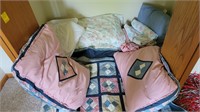 Bed set- quilt,  sheets, pillows.