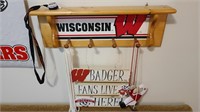 Wisconsin Badgers Pine Shelf, Sign, Beads
