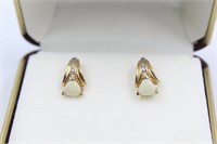 10K Gold Diamond & Opal Earrings, Riddles Jewelry