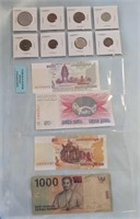 Foreign Coins and Paper Money Collection