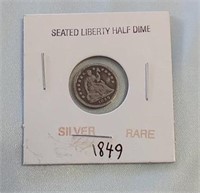 1849 Rare Silver Seated Liberty Half Dime