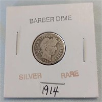 Rare Silver 1914 Barber Dime