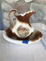 Large Bowl and Pitcher Set
