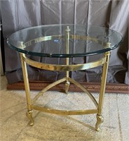 High end brass and glass side tables